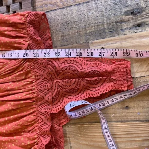 Free People Intimately Blousy Bodysuit Surplice Front Flouncy L/S Lace Trim - Picture 11 of 12